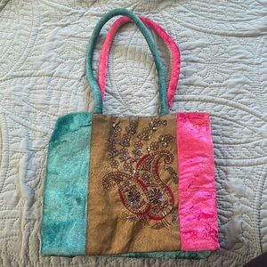 Brand new turquoise/pink purse from India